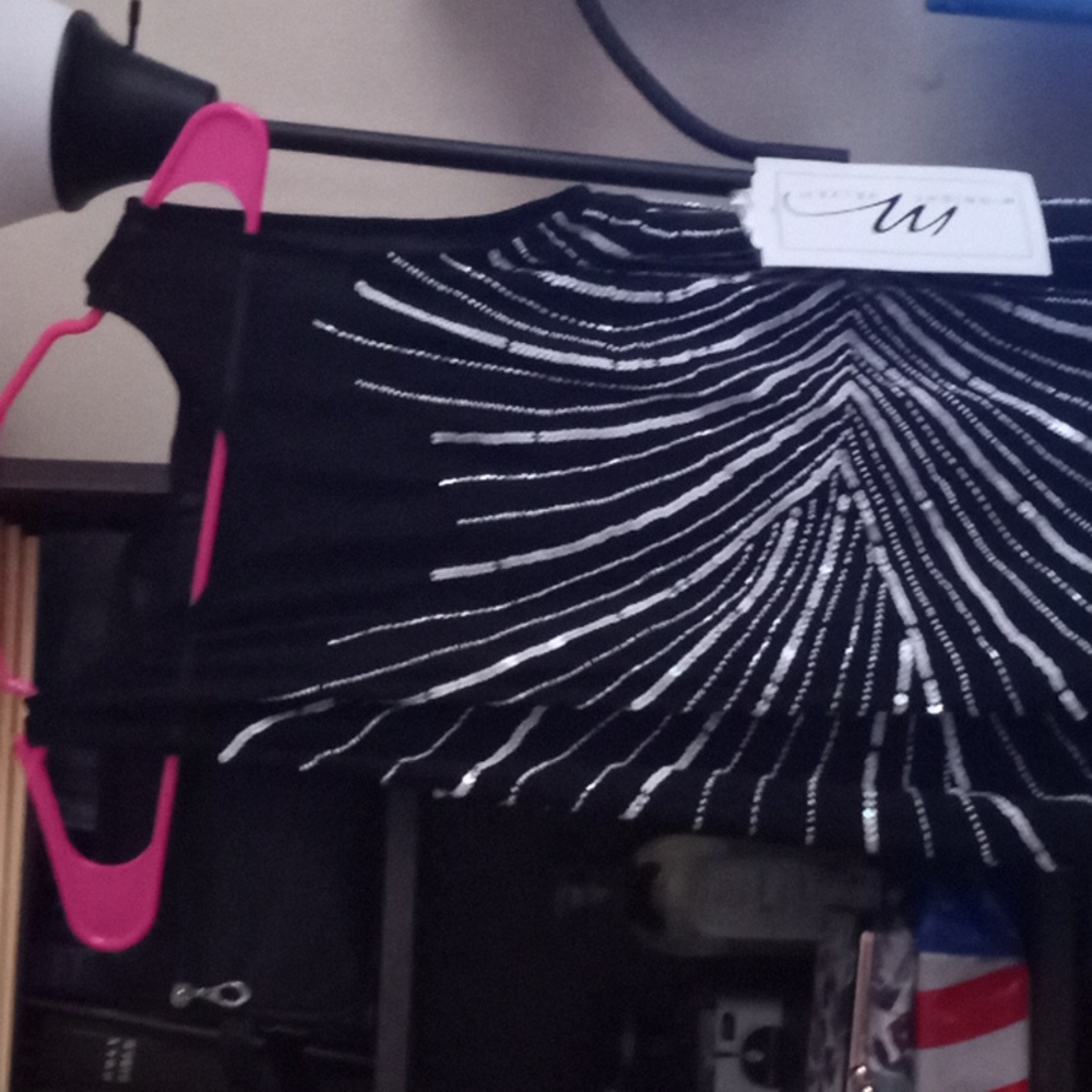 Floor length black sequined size Small dress